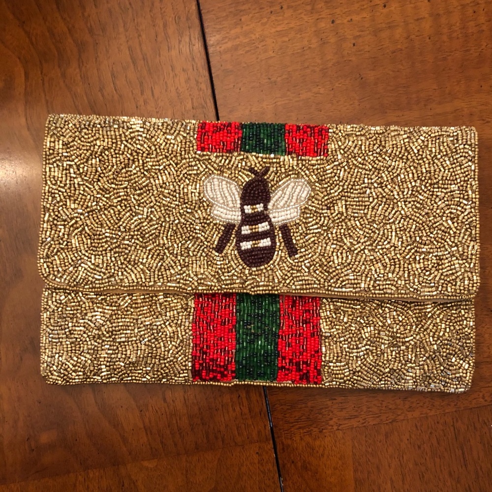 Beaded clutch with Bee - Never used!